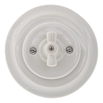 Reblig - Interruptor rotativo retro de porcelana com moldura n.º 7, branco