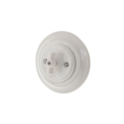 Reblig - Interruptor rotativo retro de porcelana com moldura n.º 7, branco