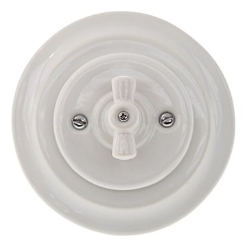 Reblig - Interruptor rotativo retro em porcelana com moldura č. 1 branco
