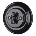Reblig - Interruptor rotativo retro em porcelana com moldura n.º 1, preto