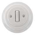 Reblig - Interruptor simples retro em porcelana com moldura para campainha, branco