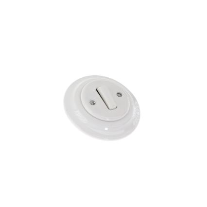 Reblig - Interruptor simples retro em porcelana com moldura para campainha, branco