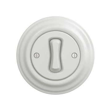 Reblig - Interruptor unipolar retrô com moldura n.º 1, branco cerâmico