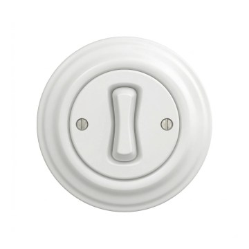Reblig - Interruptor unipolar retro com moldura n.º 1 branco neve