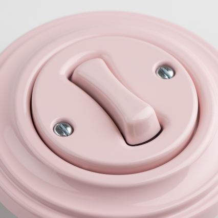 Reblig - Interruptor unipolar retro com moldura n.º 1, rosa antigo
