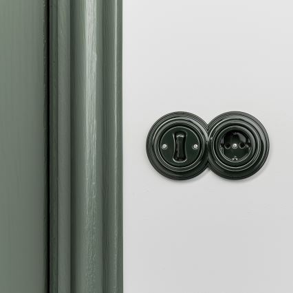 Reblig - Interruptor unipolar retro n.º 1 e tomada SCHUKO 230 V com moldura verde