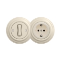 Reblig - Interruptor unipolar retro n.º 1 e tomada SCHUKO 230V com moldura bege