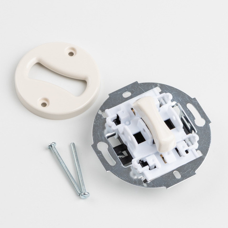 Reblig - Interruptor unipolar retro n.º 1 e tomada SCHUKO 230V com moldura bege