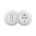 Reblig - Interruptor unipolar Retro n.º 1 e tomada SCHUKO 230V com moldura, branco neve