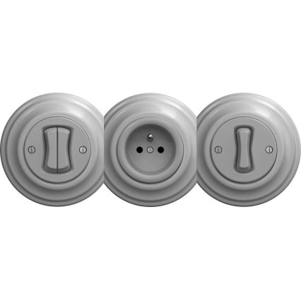 Reblig - Moldura retro central cinzenta