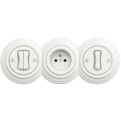 Reblig - Moldura retro central em cerâmica branca