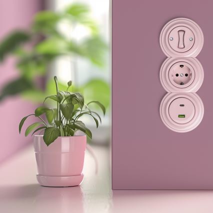 Reblig - Moldura retro central rosa antigo