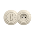 Reblig - Retro interruptor unipolar n.º 1 e tomada 230 V com moldura bege