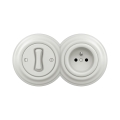 Reblig -Retro interruptor unipolar n.º 1 e tomada 230 V com moldura em cerâmica branca