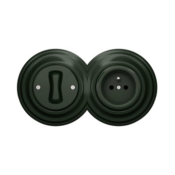 Reblig - Retro interruptor unipolar n.º 1 e tomada 230V com moldura verde