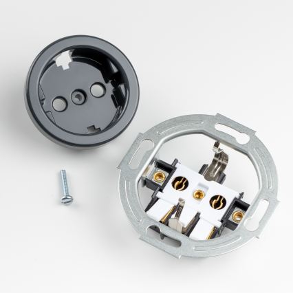 Reblig-Retro interruptor unipolar n.º 1 e tomada SCHUKO 230 V com moldura antracite