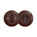 Reblig - Retro interruptor unipolar n.º 1 e tomada SCHUKO 230V com moldura castanha