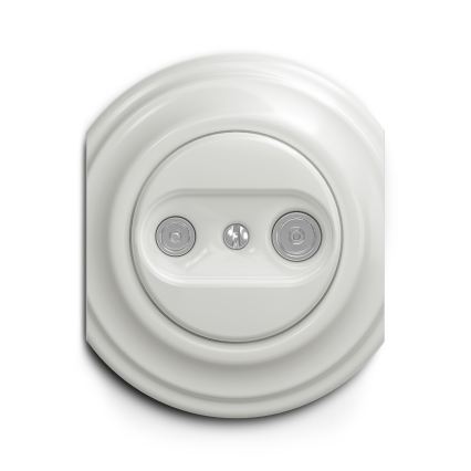 Reblig - Retro Tomada de Antena TV+R (passante) sem moldura, em cerâmica branca