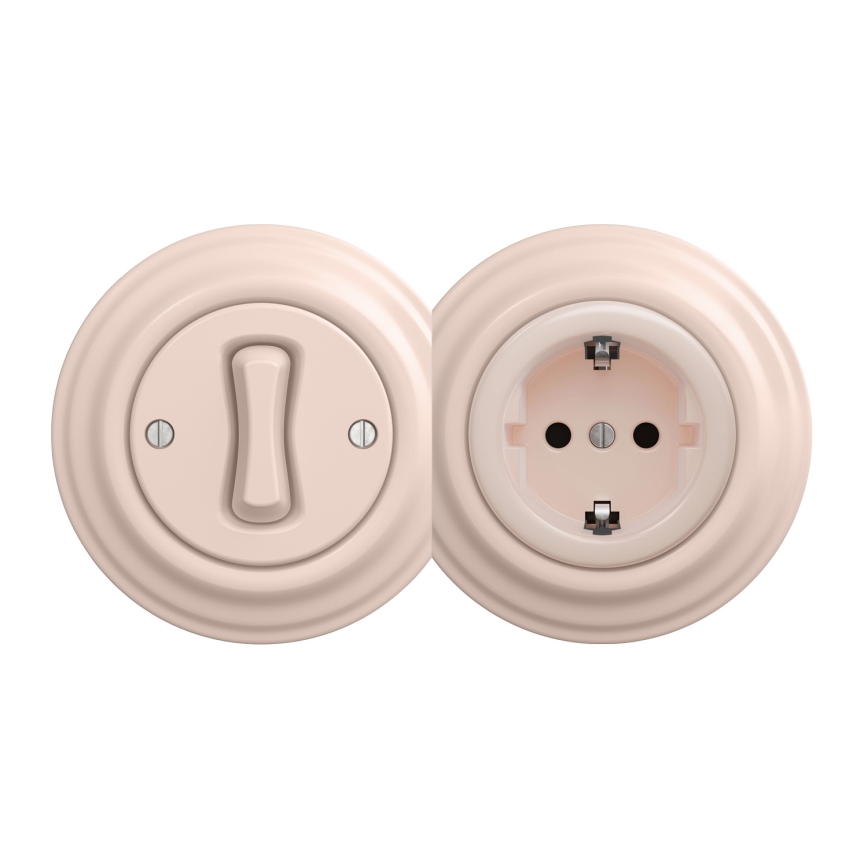 Reblig - Retro tomada doméstica sem moldura SCHUKO 230V/16A rosa antigo