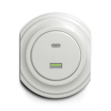 Reblig - Retro tomada USB A+C sem moldura, branca em cerâmica
