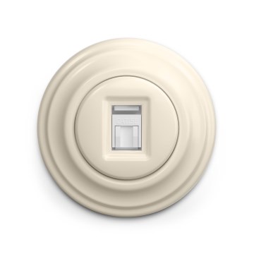 Reblig - Tomada de dados retrô com moldura bege