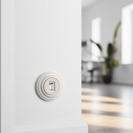 Reblig - Tomada de dados retrô com moldura bege