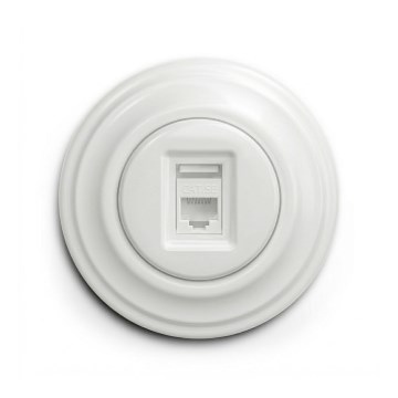 Reblig - Tomada de dados retro com moldura em branco neve