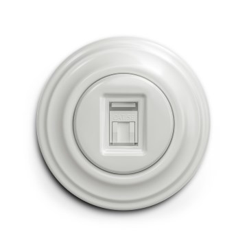 Reblig - Tomada de dados retro com moldura em cerâmica branca