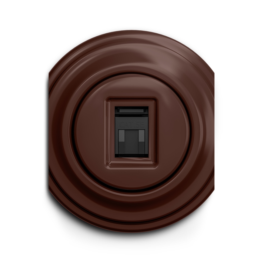 Reblig - Tomada de dados retro sem moldura, castanha