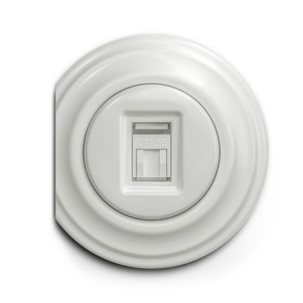 Reblig - Tomada de dados retro sem moldura em cerâmica branca