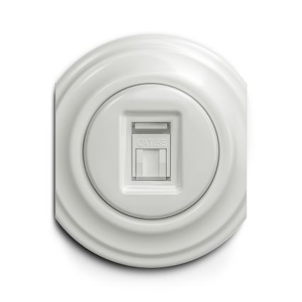 Reblig - Tomada de dados retro sem moldura em cerâmica branca