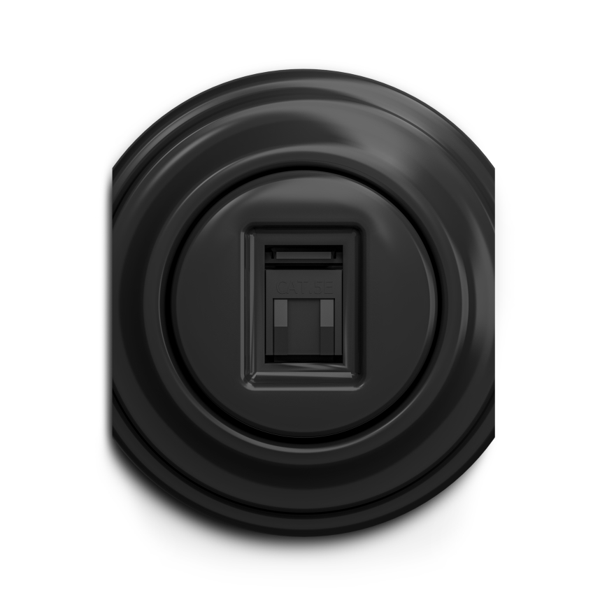 Reblig - Tomada de dados retro sem moldura, preta