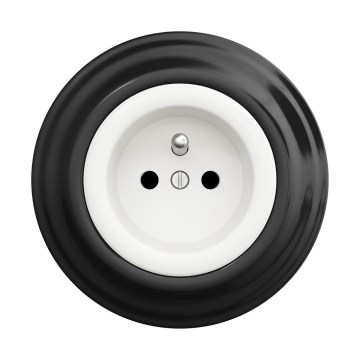 Reblig - Tomada de parede retro com moldura 230V branco neve/preto