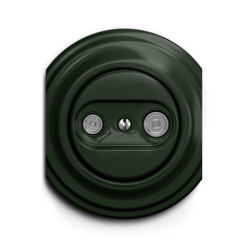 Reblig - Tomada de parede retro para TV+R (passante) sem moldura, verde