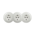 Reblig - Tomada de parede retro tripla com moldura SCHUKO 230V, em cerâmica branca