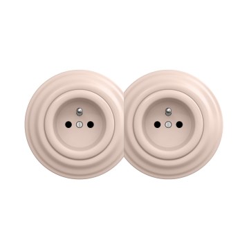 Reblig - Tomada doméstica dupla retro com moldura 230V em rosa antigo