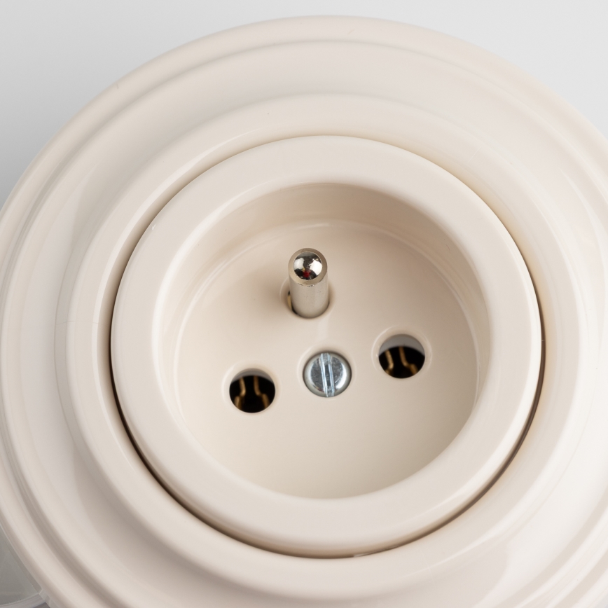 Reblig - Tomada doméstica retro com moldura 230V bege