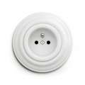 Reblig - Tomada doméstica retro com moldura 230V, branco neve