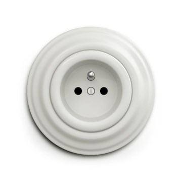 Reblig - Tomada doméstica retro com moldura 230V em cerâmica branca