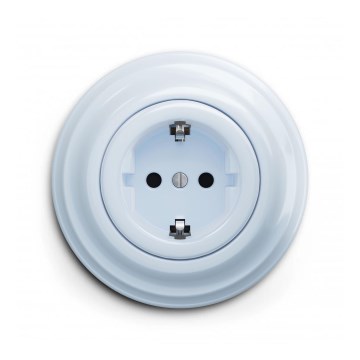 Reblig - Tomada doméstica retro com moldura SCHUKO 230V/16A azul