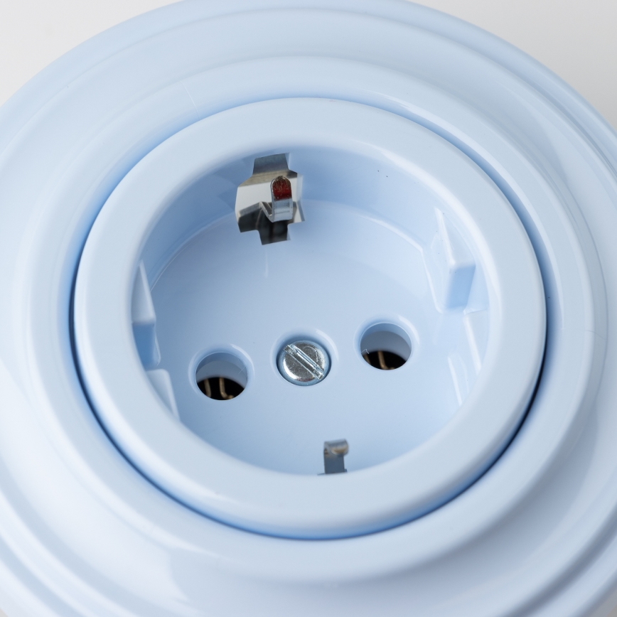 Reblig - Tomada doméstica retro com moldura SCHUKO 230V/16A azul