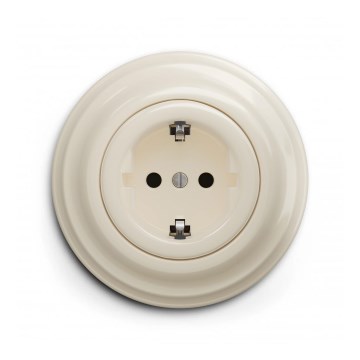 Reblig - Tomada doméstica retro com moldura SCHUKO 230V/16A bege