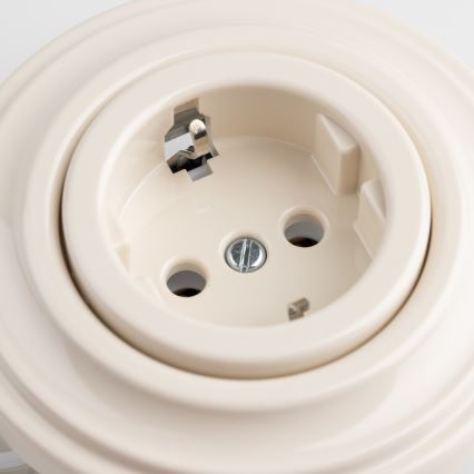 Reblig - Tomada doméstica retro com moldura SCHUKO 230V/16A bege