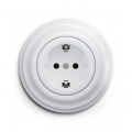 Reblig - Tomada doméstica retro com moldura SCHUKO 230V/16A branco neve