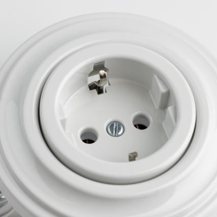 Reblig - Tomada doméstica retro com moldura SCHUKO 230V/16A branco neve