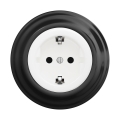 Reblig - Tomada doméstica retro com moldura SCHUKO 230V/16A branco neve/preto