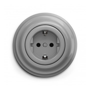 Reblig - Tomada doméstica retro com moldura SCHUKO 230V/16A cinzenta