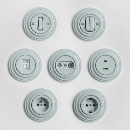 Reblig - Tomada doméstica retro com moldura SCHUKO 230V/16A cinzenta
