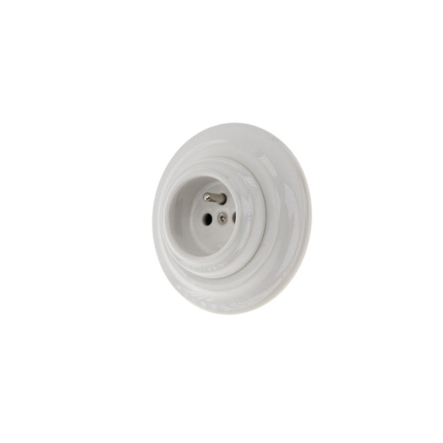 Reblig - Tomada doméstica retro de porcelana com moldura 250V/16A branca