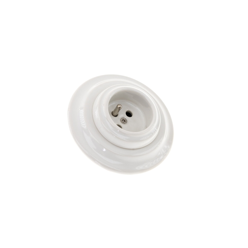 Reblig - Tomada doméstica retro de porcelana com moldura 250V/16A branca